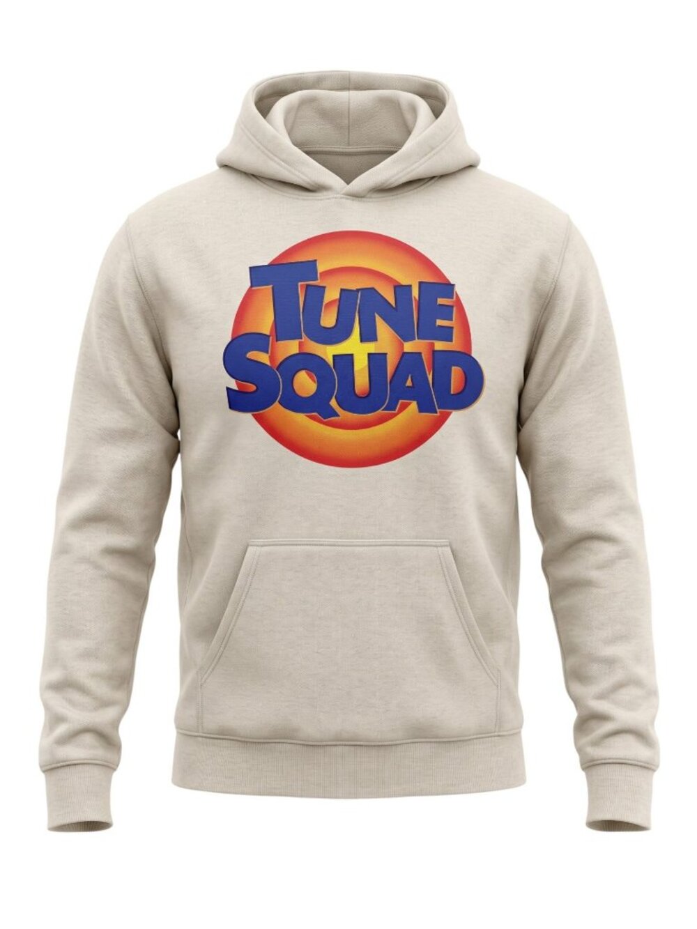 Tune Squad Beige Hoodie With Looney Tunes Graphics Front & Back Size M